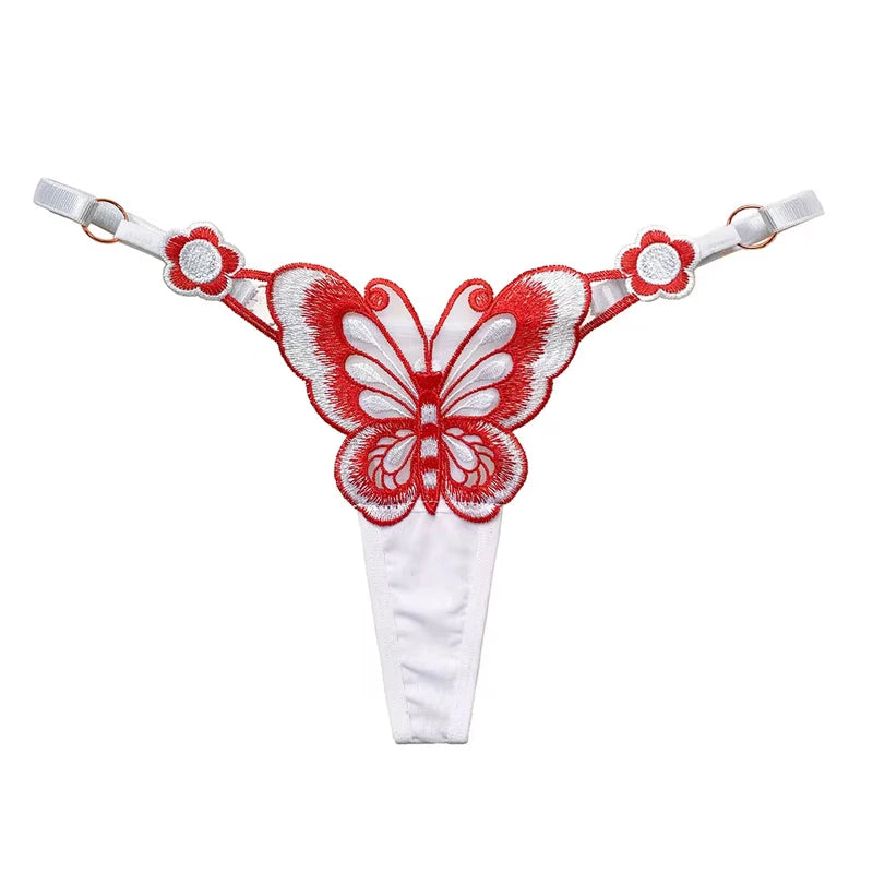 Women's sexy lace thong, low waist, butterfly design, adjustable straps - Women's Glam Universe