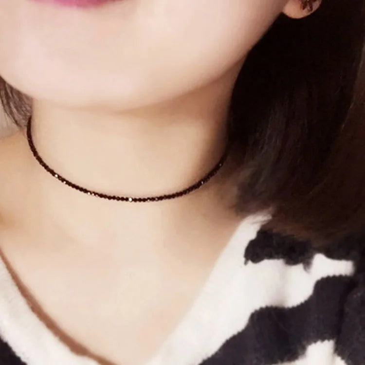 Women's black bead choker necklace, simple fashion jewelry for parties - Women's Glam Universe