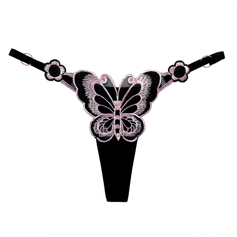 Women's sexy lace thong, low waist, butterfly design, adjustable straps - Women's Glam Universe