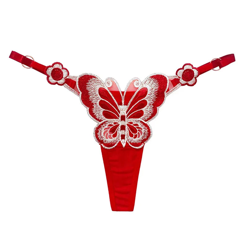 Women's sexy lace thong, low waist, butterfly design, adjustable straps - Women's Glam Universe