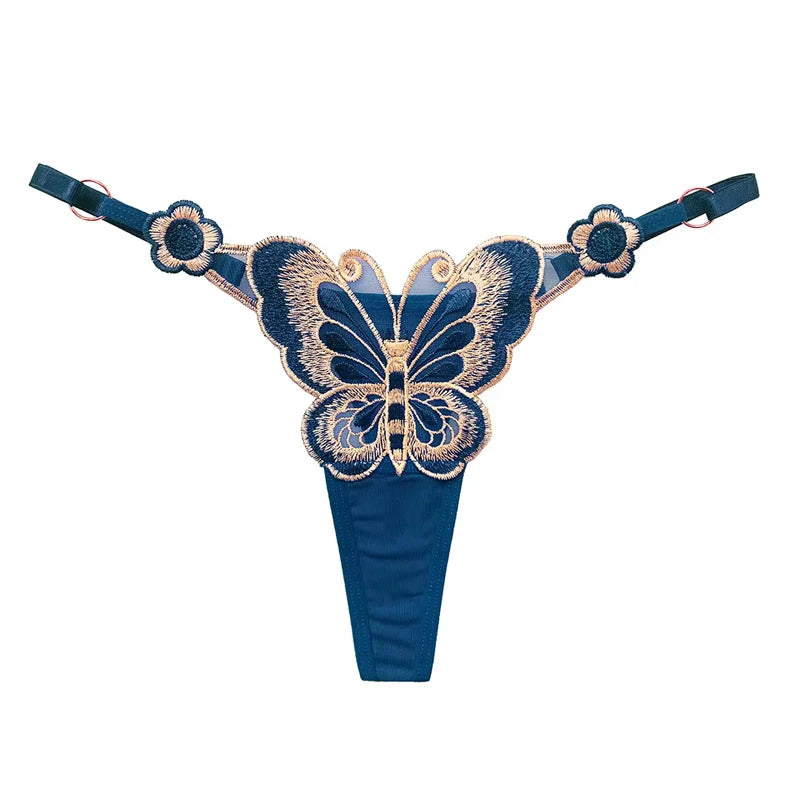 Women's sexy lace thong, low waist, butterfly design, adjustable straps - Women's Glam Universe