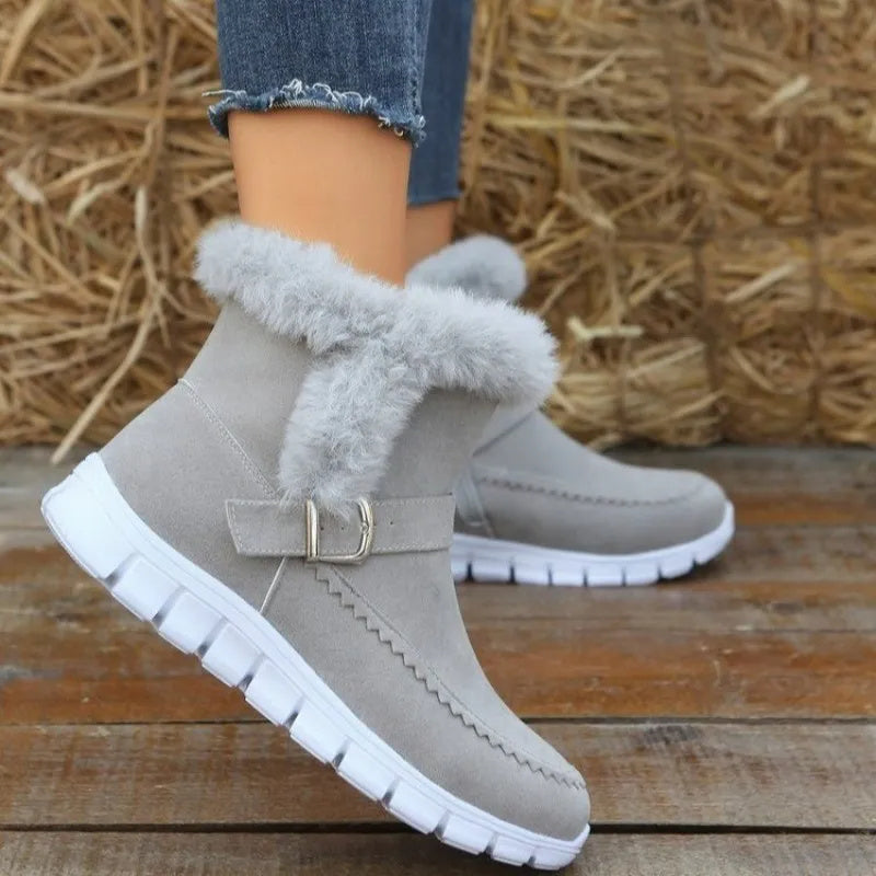 Nouvelles bottes de neige d'hiver chaudes et épaisses de couleur unie